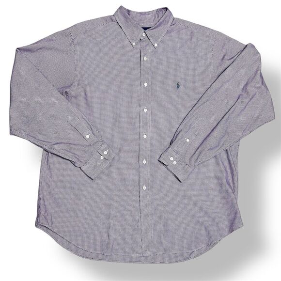 Ralph Lauren Men’s XXL Purple Houndstooth Check Classic Fit Button Down Shirt - Picture 5 of 9